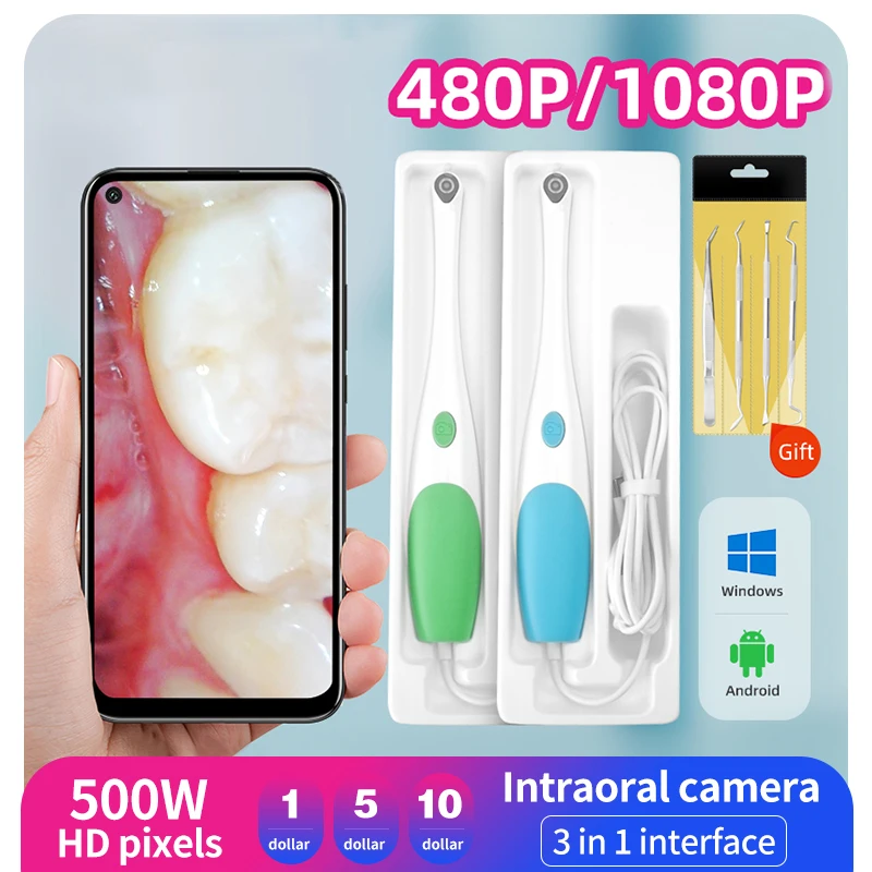 

Oral Dental Camera Android 3 in 1 1080P Dental Camera 500HD Pixel Waterproof Inspection Oral Bad Teeth Gum Camera Mini Endoscope