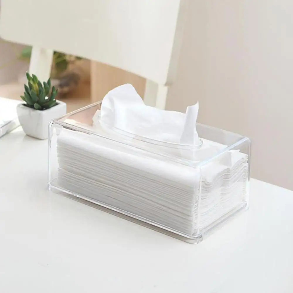 

30# Large Opening 1Pc Transparent Tissue Box Napkin Holder Living Room Home Organizer Paper Dispenser Tissue Box