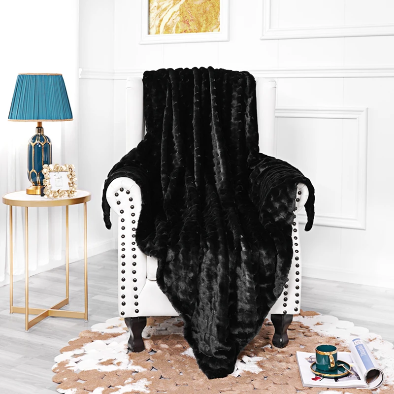 

Супер мягкое двухцветное покрывало из искусственного меха, декоративные пушистые теплые удобные кроличьи меховые Пледы для дивана, дивана, стула