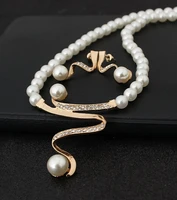 deep v clavicle pearl pendant pearl necklace earring set fashion personality female jewelry wholesale