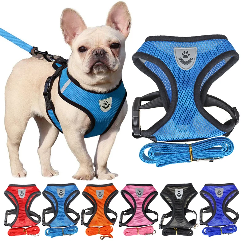 

Cat Dog Adjustable Harness Vest Walking Lead Leash For Puppy Dogs Collar Polyester Mesh Harness For Small Medium Dog Cat Pet