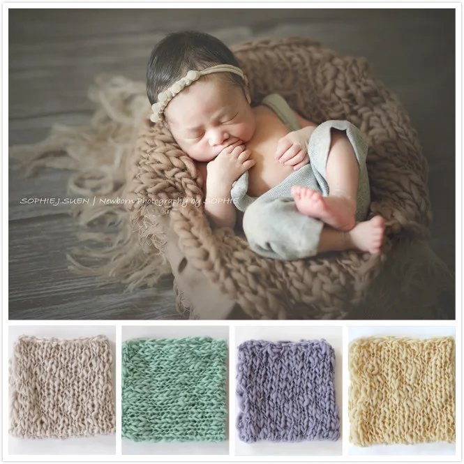 Dvotinst Newborn Photography Props for Baby Knit Soft Background Blanket Mat Basket Filling Fotografia Studio Shoots Photo Props