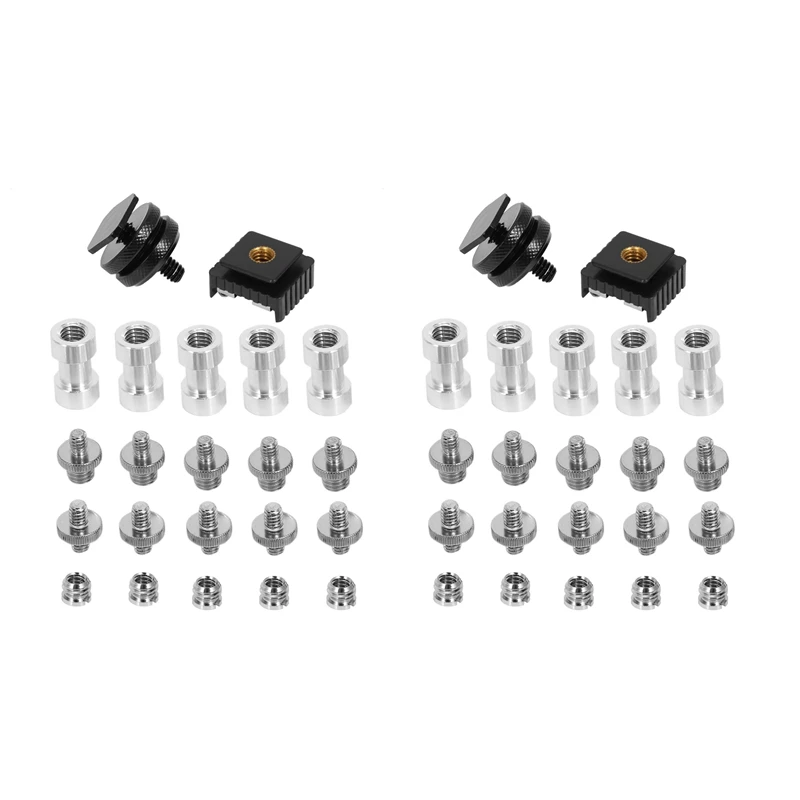 

Camera Screw, 44 Pcs 1/4 Inch And 3/8 Inch Converter Threaded Screws Adapter Mount Camera Hot Shoe Mount To 1/4 Set