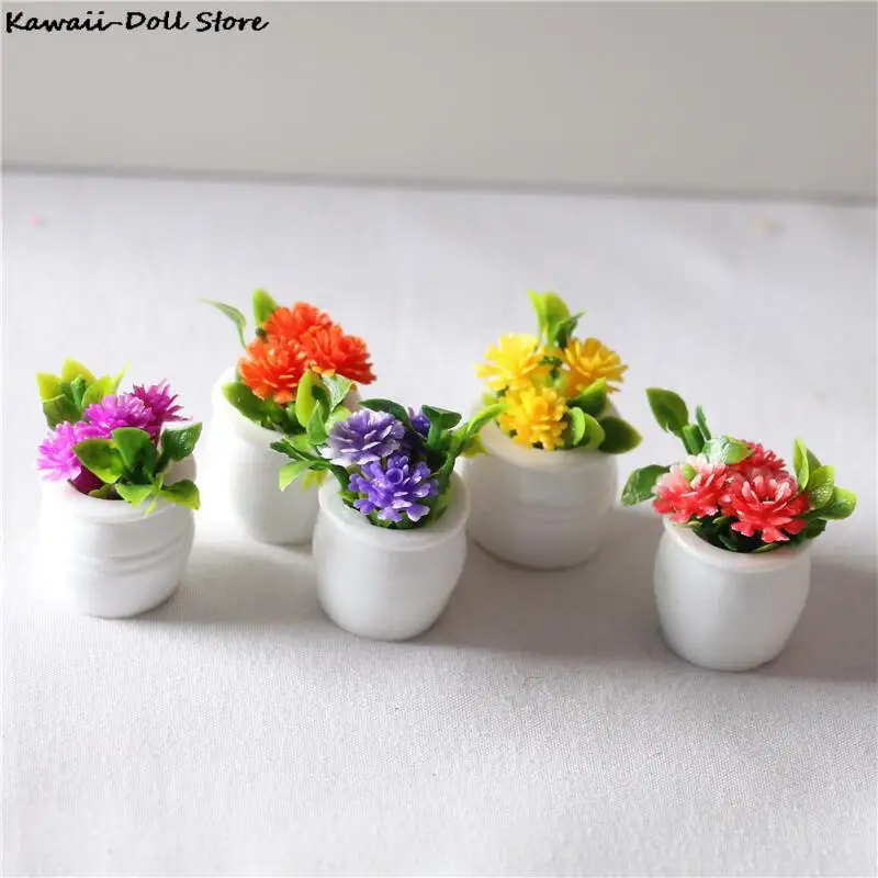 

3Pcs/lot 1:12 Dollhouse Miniature Green Plant Pot Potted Flowers Furniture Home Decor Accessories Random