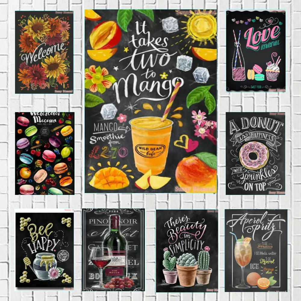 

Happiness Diamond Painting Flowers Cartoon Spring Honey Donut Poster Cross Stitch Kits 5D Mosic Embroidery Full Drill Home Decor