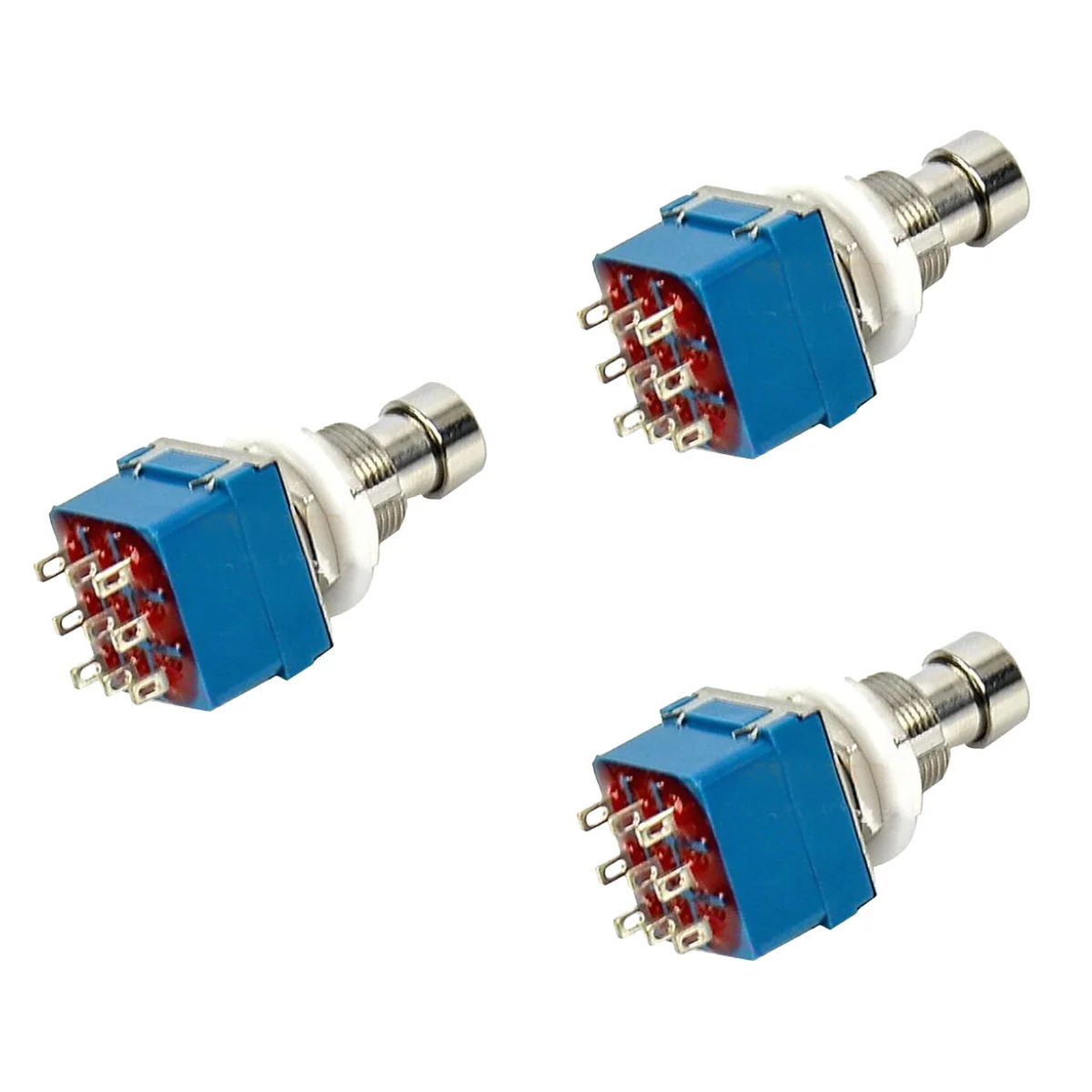 

3pcs 9-pin 3PDT Electric Guitar Effects Pedal Box Stomp Foot Metal Switch True Bypass (Blue)