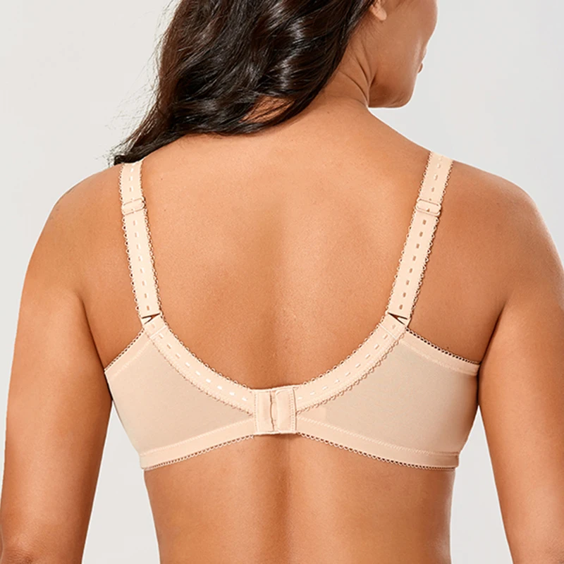 Sexy Women's Comfortable Wireless Lace Bra Unlined Full Coverage Floral Mesh Underwear 36 38 40 42 44 C D DD E F G Solid Black