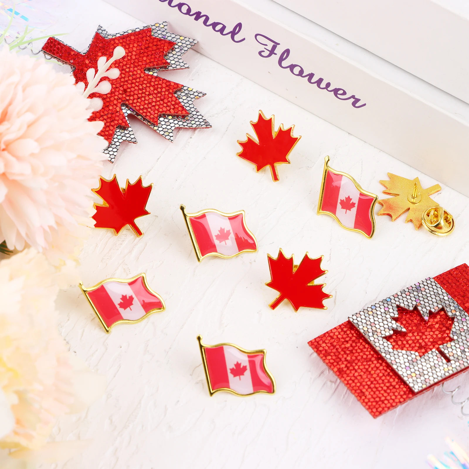 

30 Pcs Waving Canada Flag Lapel Pin Red Maple Leaf Brooch Canada Day Decorations Patriotic Canadian Souvenirs Small Pins Jewelry