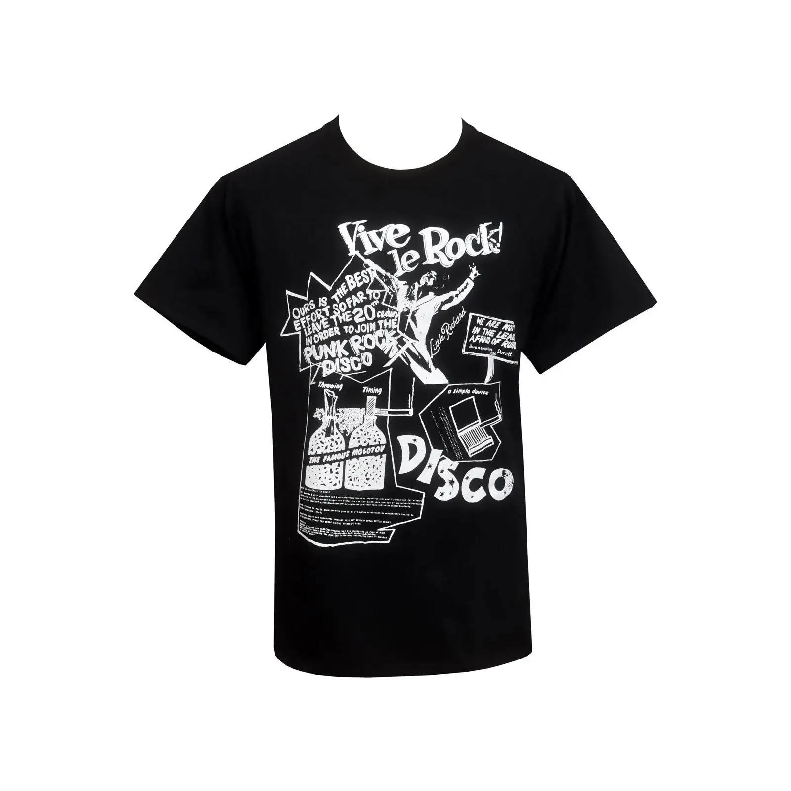 Фото Мужская футболка Vive le Rock Punk Disco, винтажная, 1977 года, с эффектом потертости, мягкая, эластичная, с модным графическим принтом, для мужчин №1