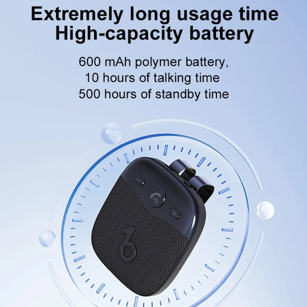 Фото LD-19 Bluetooth 5.5 Автомобильная гарнитура с HD-микрофоном, голосовыми подсказками, креплением на козырек, для безопасного вождения, звонков и воспроизведения музыки №5