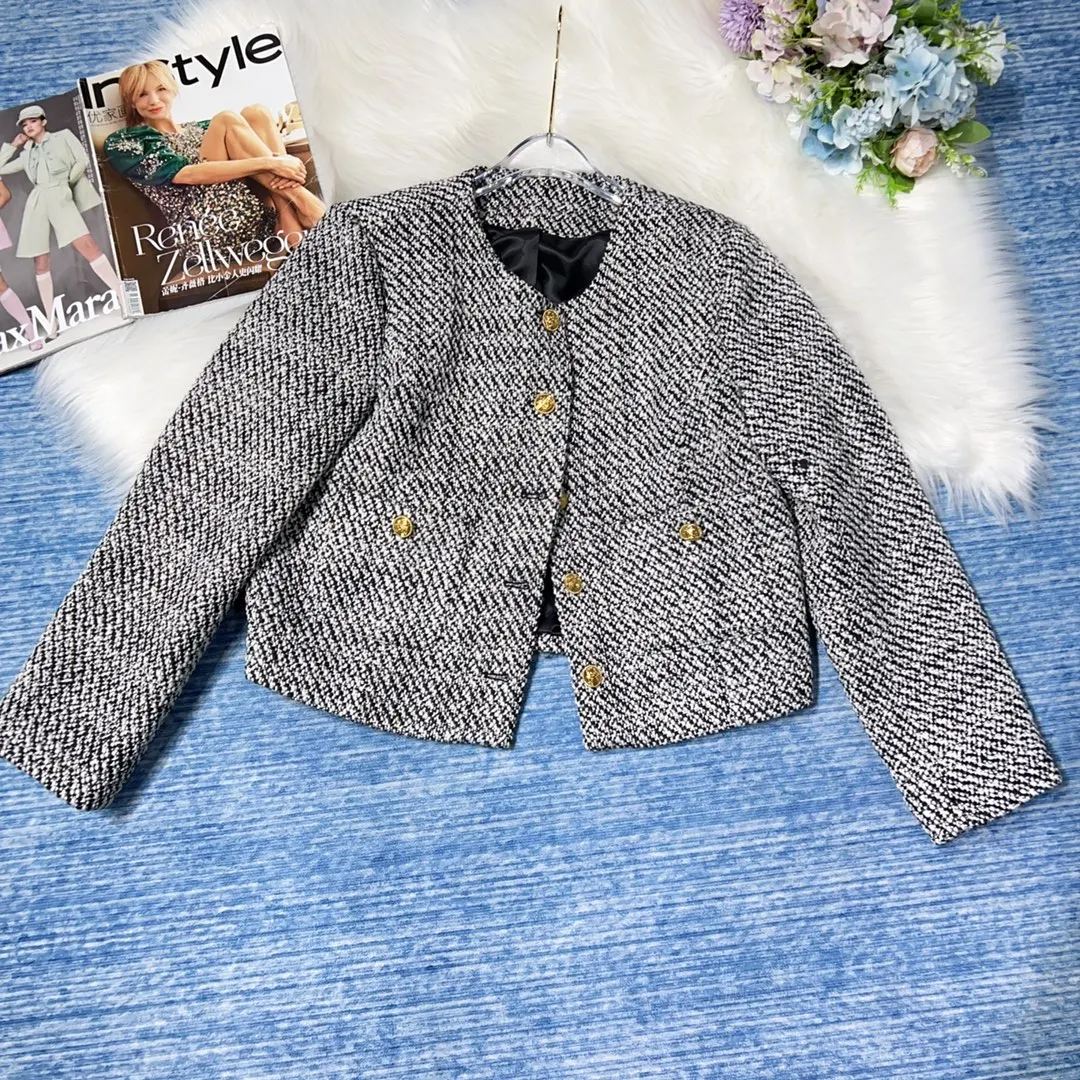 

Женский твидовый короткий топ, весна-лето 2023