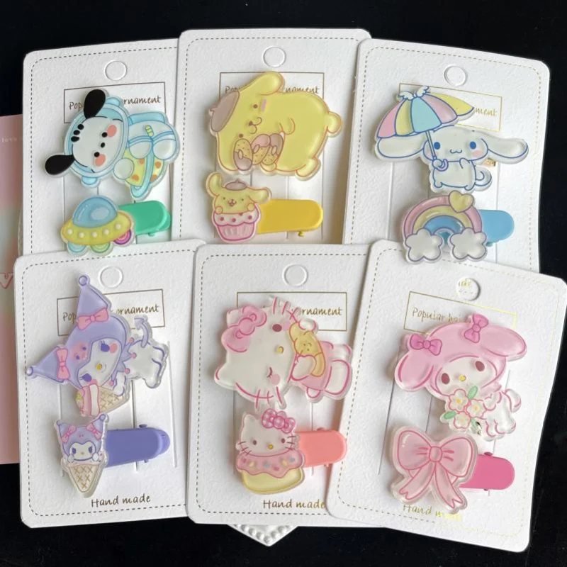 

Anime My Melody Kuromi Hair Clip Kawaii Hello Kitty Cinnamoroll Hairpin Cartoon Pompompurin Headwear Girl Duckbill Clip Kid Toy