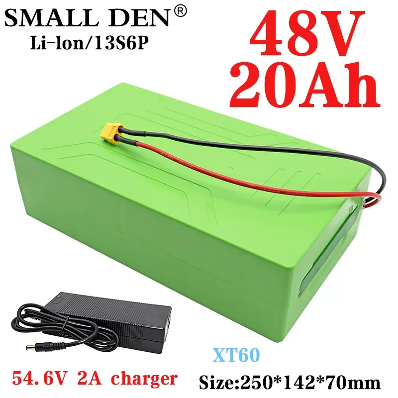 

48V 20Ah 18650 li-ion battery pack 13S6P Same port XT60 E-bike battery 1000W motor With portable waterproof box+54.6V 2A Charger