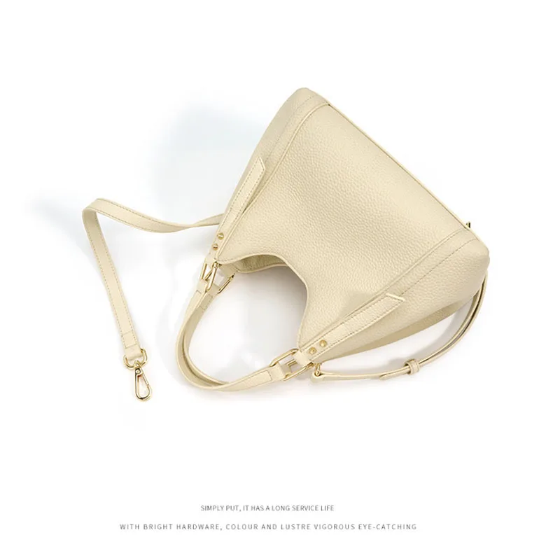 Women's Genuine Leather Bucket Bag Large Capacity Underarm Bag Casual Multifunction Shopping Purse and Handbags 2023 New Design