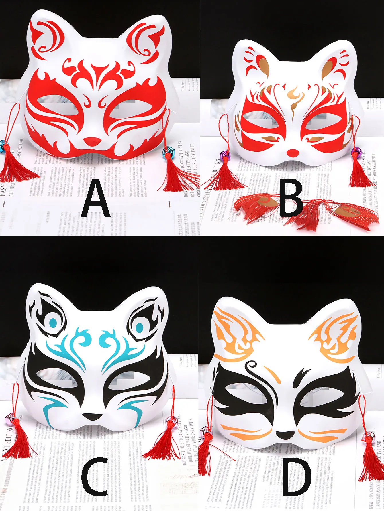 Аниме Полумаска Для Лица Ручная Роспись Дизайн Лисы И Кошки Мужчин Женщин