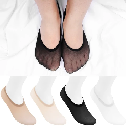 20Pairs Non-slip Invisible Socks Slippers Seamless Ice Silk Ankle Boat Socks Summer Thin Solid Casual Breathable No Show Socks