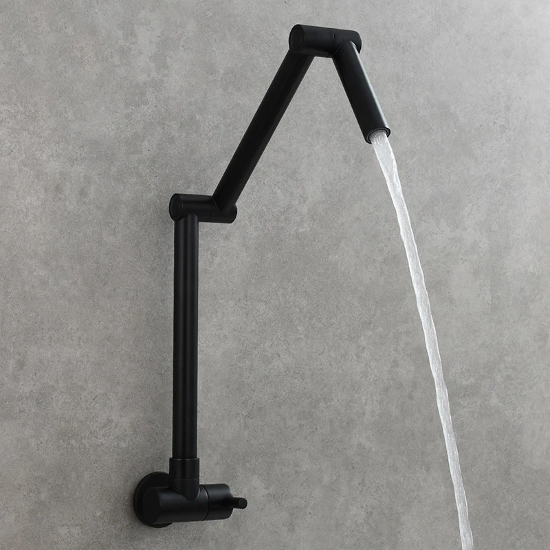 Черный латунный одинарный охлаждающий настенный кухонный смеситель вращающийся