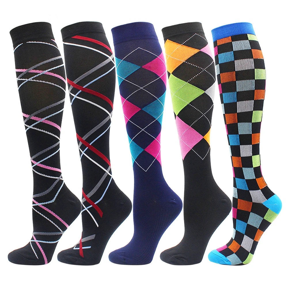 Wholesale 5 Pairs Compression Stockings Outdoor Sport Socks Edema Diabetes Varicose Veins Running Socks Men Women Gift Persent