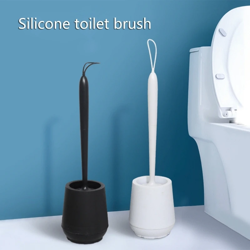 

Bathroom Black White Toilet Brush Soft TPR Silicone Brush Heads No Dead Corners Home Floor-standing Cleaning Brushes Y5GB