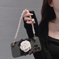 ins luxury pearl bracelet camellia phone case for iphone 13 11 12 pro max x xr xs max mini s21 phone cover shell