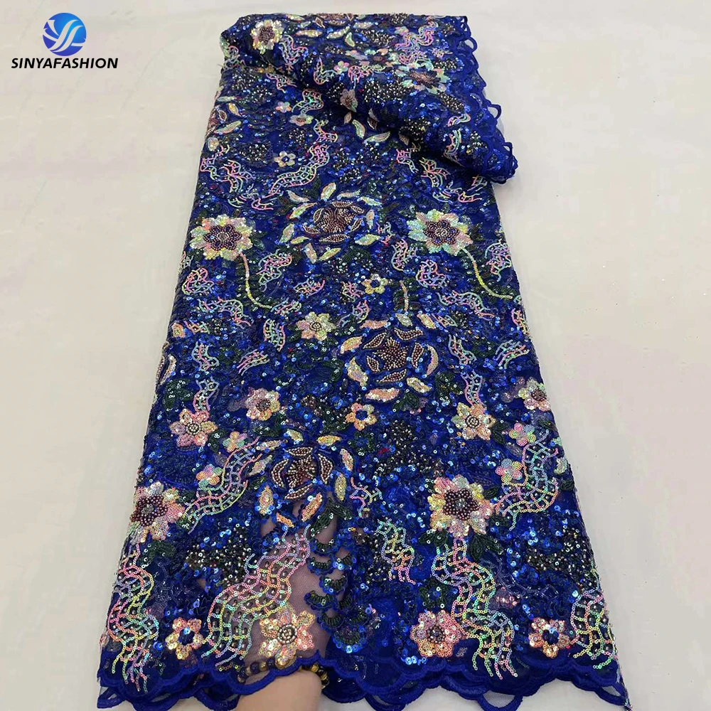 

Wholesale New Style Lace Ladies Dress Handmade Sequins Embroidery Lace Fabric With Sequins For Wedding Clothing