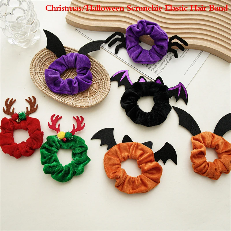 

2023 Fashion Christmas Scrunchie Elastic Hair Band Funny Gift HeadBands Hair Rope Ponytail Holder Headdress