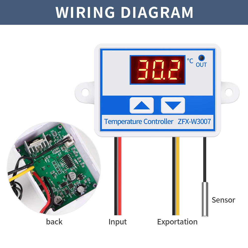 Высокоточный Термостат W3007 12 В Постоянного Тока 300 Вт