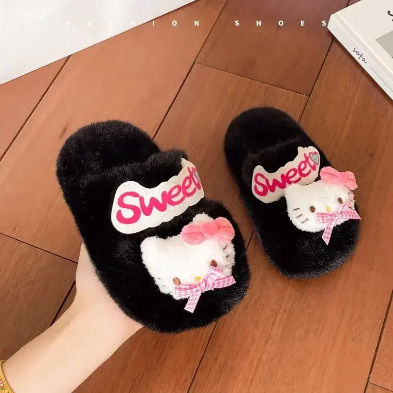 Милые теплые тапочки Sanrio в стиле аниме Hello Kitty Kawaii домашние мягкие детские милые с