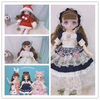 30cml kawaii bjd doll girl 6 points joint movable doll with fashion clothes soft hair dress up girl toys birthday gift doll new
