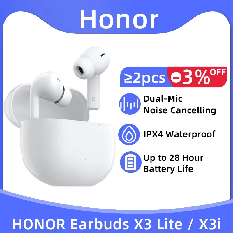 

HONOR CHOICE Earbuds X3 Lite X3i TWS Earphones Wireless Dual-Mic Noise Cancelling 28 Hours Battery Low Latency For Honor 70 Pro