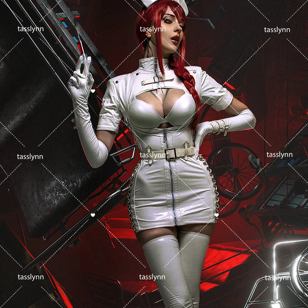 

Сексуальный Темный мужской костюм с Бензопилой, искусственный макима, мощный костюм маленького демона, черное плюшевое платье, комплект на Хэллоуин