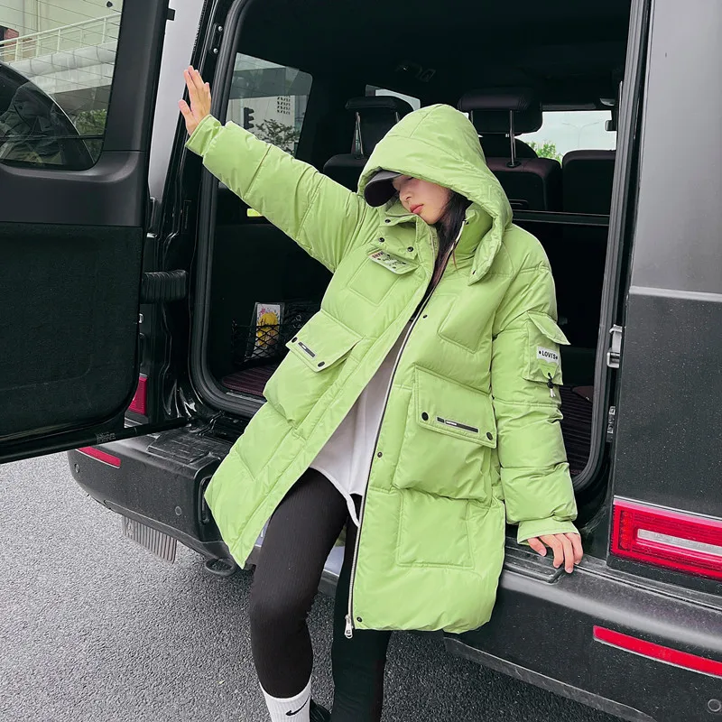Parkas Women Women's down Cotton-Padded Jacket New Mid-Length Loose Cotton Padded Jacket Hooded Thickened Winter Coat Women