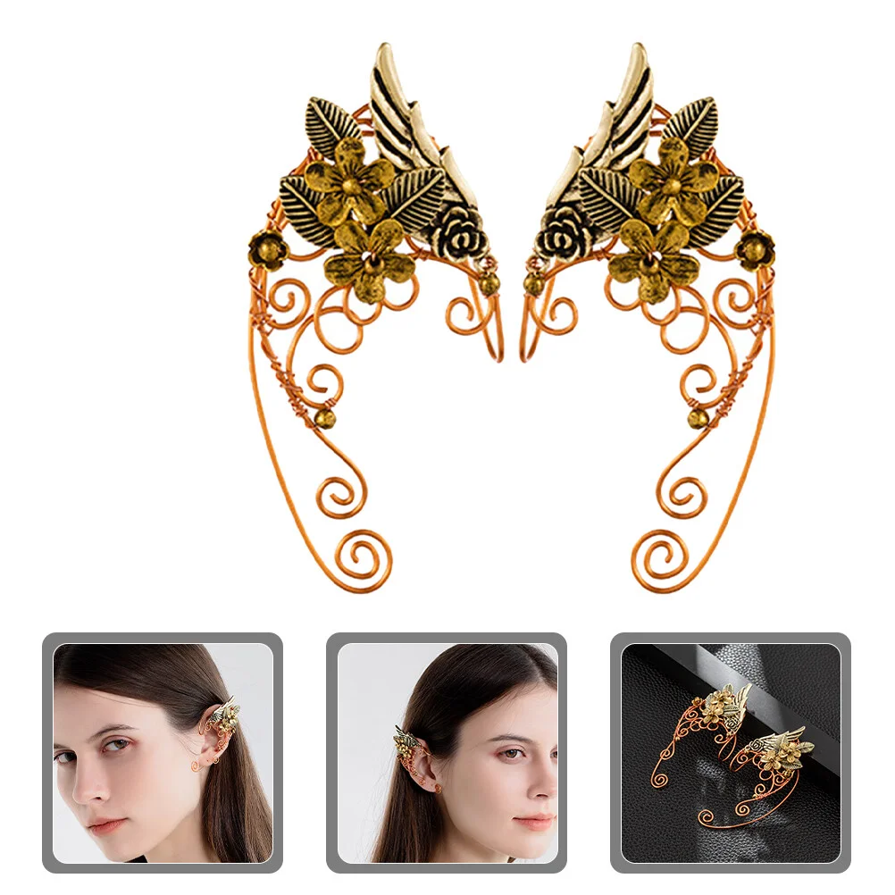 

Ear Clip Cuff Earrings Women Cuffs Non Flower Orrous Elf Wraps Ears Fairy