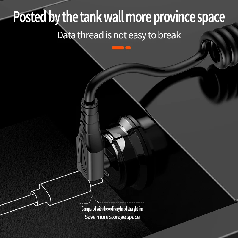 Elbow Car Spring Type C Charge Cable for Samsung Huawei Mate 50 Honer PD 60W 3A Fast Charging USB C Type-C Phone Charger Wire