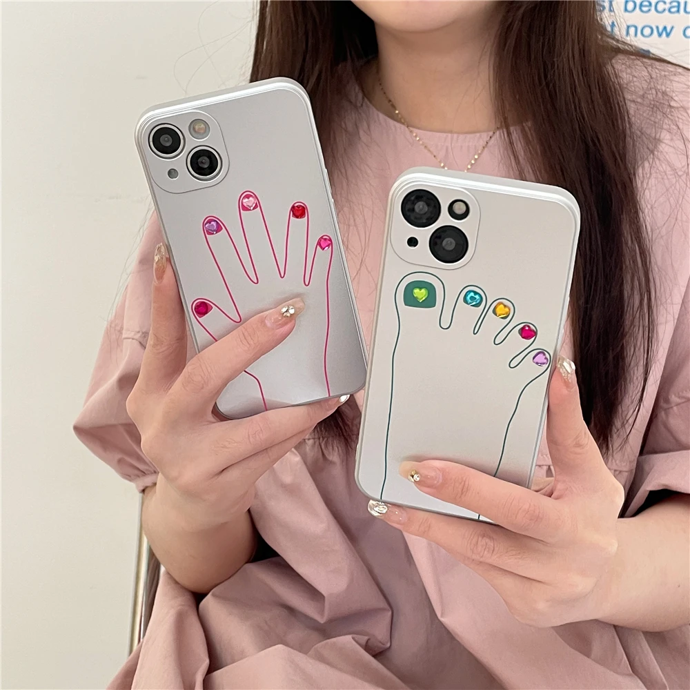 

Fashion Manicure DIY Stickers Accessories with Love Gemstone Case For iPhone 14 13 12 11 Pro Max XR XS Drop Protection Cover