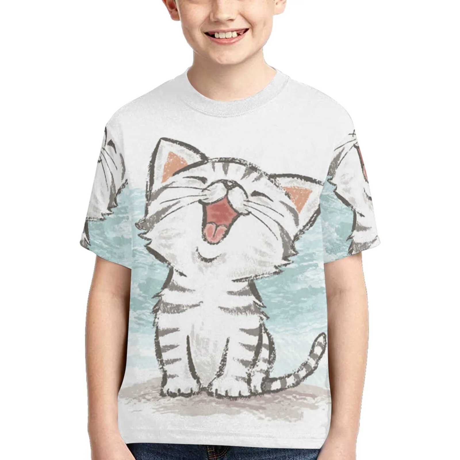 

Летняя детская футболка с 3D рисунком животных, Детская Милая футболка, свитшот, одежда для мальчиков и девочек, Повседневная футболка с коро...