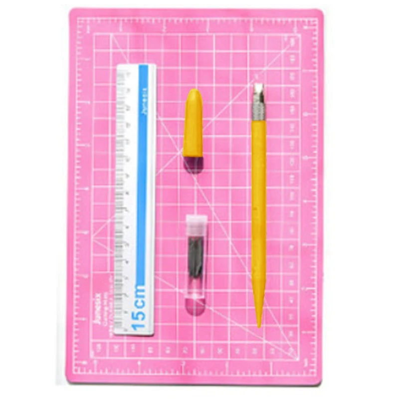 

Hand Account Pen Sharpener A5 Cutting Pad Set, Engraving Pen Sharpener, Aluminum Ruler Cutting Board Three-Piece Set