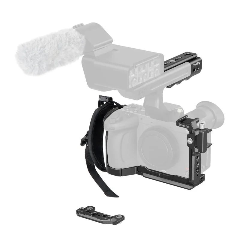 Фото Крепление SmallRig 5591 FX2 Half Cage для Sony FX2 с верхней пластиной, креплением HawkLock, рельсами NATO и быстросъемной пластиной Arca-Swiss для штатива и стабилизатора DJI №1
