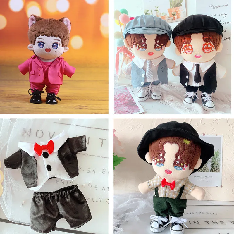 

7 different Styles 20cm doll clothes watermelon red suit for 20cm doll outfit Black skublue clothes with hat DIY doll accessory