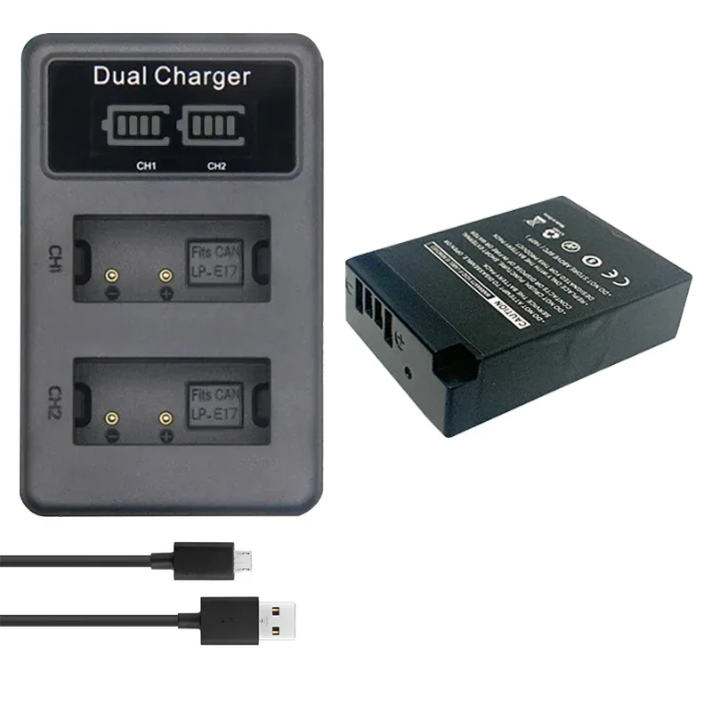 Аккумулятор lp-e17 1500 мАч LP E17 + светодиодный встроенный двойной зарядный прибор USB