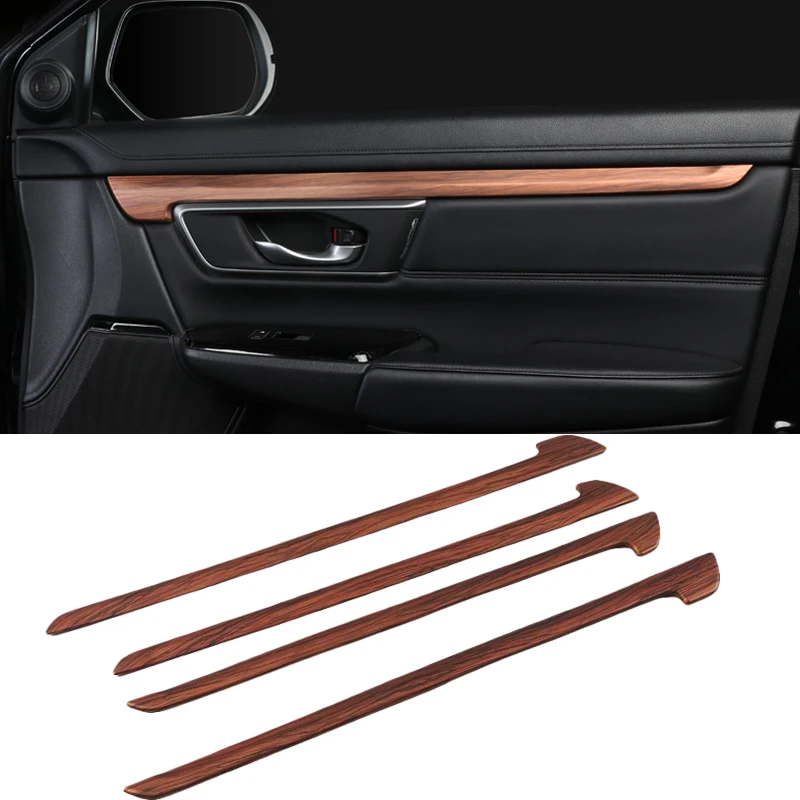

2017~2021 Door Interior Sticker For Honda CRV Peach Wood Grain Interior Accessories ABS CRV Interior Door Decoration Trim
