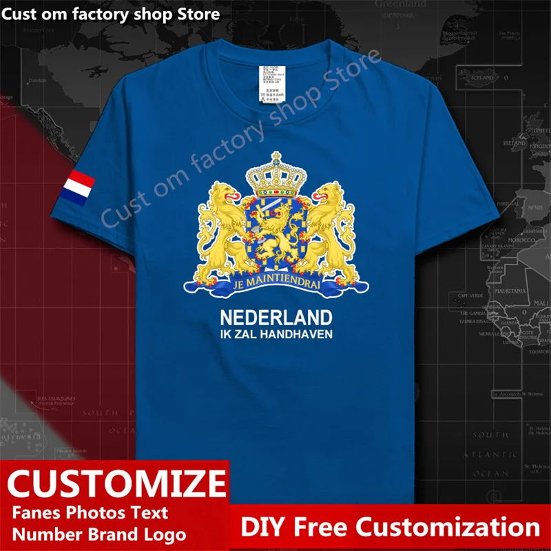 

Netherlands Low Countries Free Custom Jersey Name LOGO Cotton T-shirts High Street Fashion Hip Hop Loose Casual T-shirt