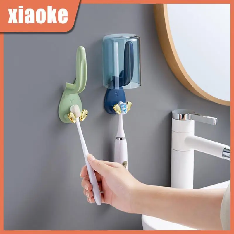 

Shelf Wall-mounted Storage Mouthwash Cup Holder Wall Mounted Bathroom Accessories Stand Rack Kids Toothbrush Holder Without Cup