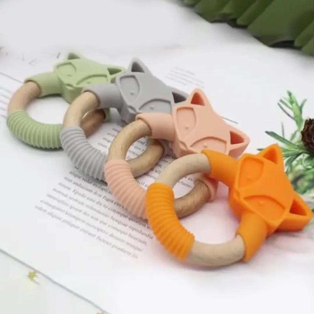 

Деревянное кольцо-грызунок в виде животного, силиконовые грызуны из бука, деревянные кольца-подвески для детей, подарки на Рождество, день р...