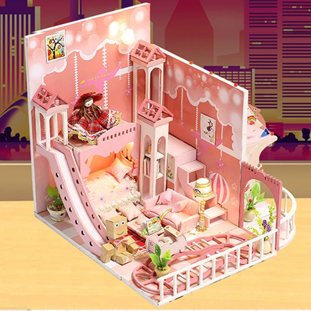 

3D DIY Wooden Doll House Miniature Assembled Model House Children Birthday Gift Wooden House Model Building Kits