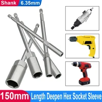 5 5 19mm 14 inch hex socket sleeve nozzles nut driver set screwdriver set 150mm length deepen nut driver drill for power tools