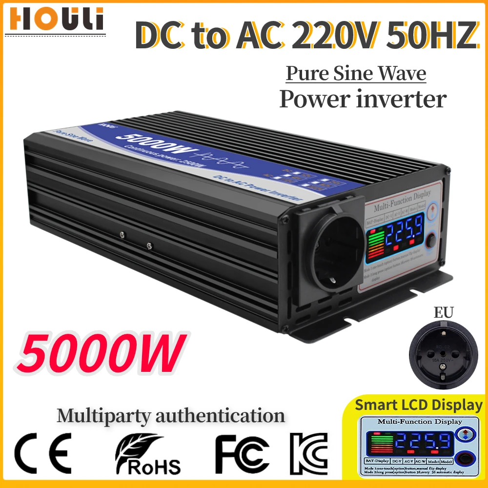 

Inverter 12V 24V 48V DC to AC 230V 220V Power Converter Pure Sine Wave 3000W 4000W 5000W Voltage Solar Transformer LCD Display