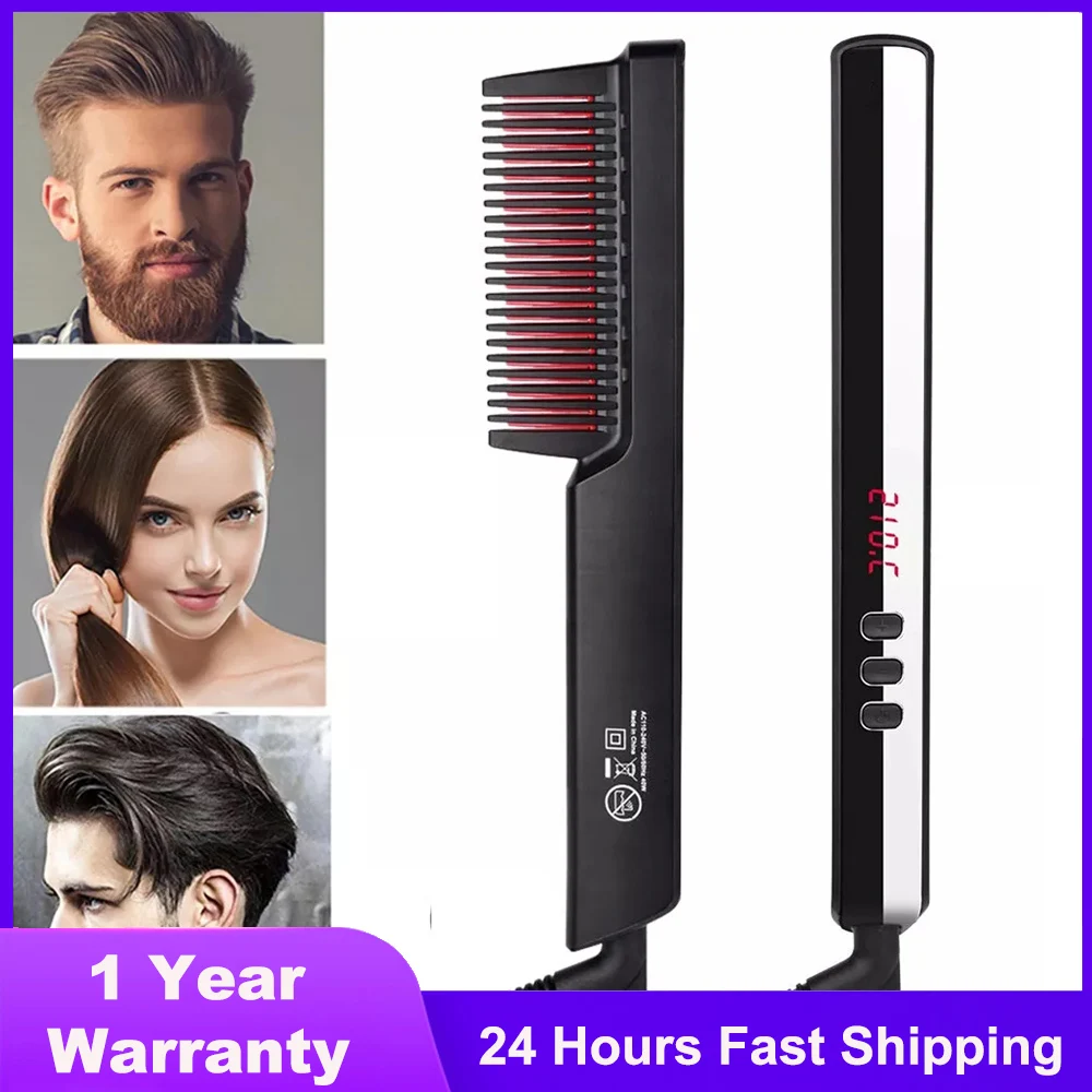 Men Beard Straightener Comb Ionic Hair Straightener Brush An
