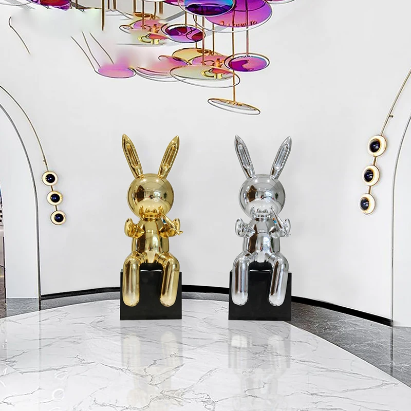 

Cute Cartoon Rabbit Floor Light Luxury Decoration Living Room Interior Soft Outfit Crafts Shopping Mall Hall GRP Sculpture