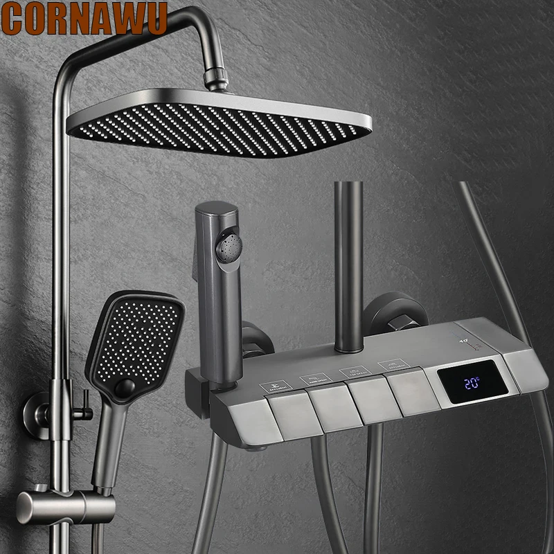 Термостатический душевой набор для ванной комнаты смеситель горячей и холодной
